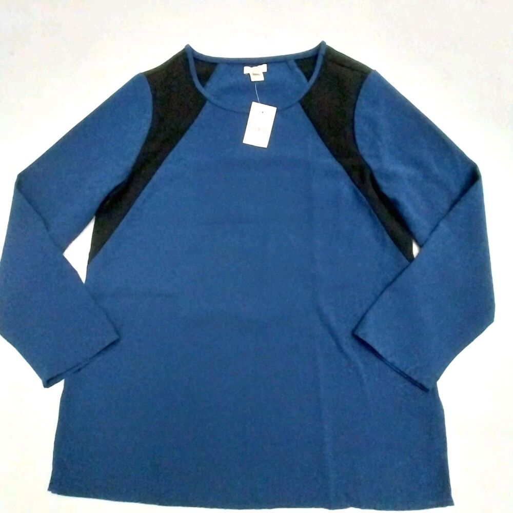 J.Crew Women's Top Size 2 Long-sleeved Blue And and Black  Colorblock Style #E31